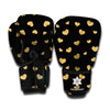 Gold And Black Heart Pattern Print Boxing Gloves