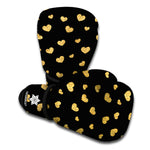 Gold And Black Heart Pattern Print Boxing Gloves