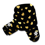 Gold And Black Heart Pattern Print Boxing Gloves