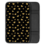 Gold And Black Heart Pattern Print Car Center Console Cover