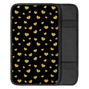 Gold And Black Heart Pattern Print Car Center Console Cover