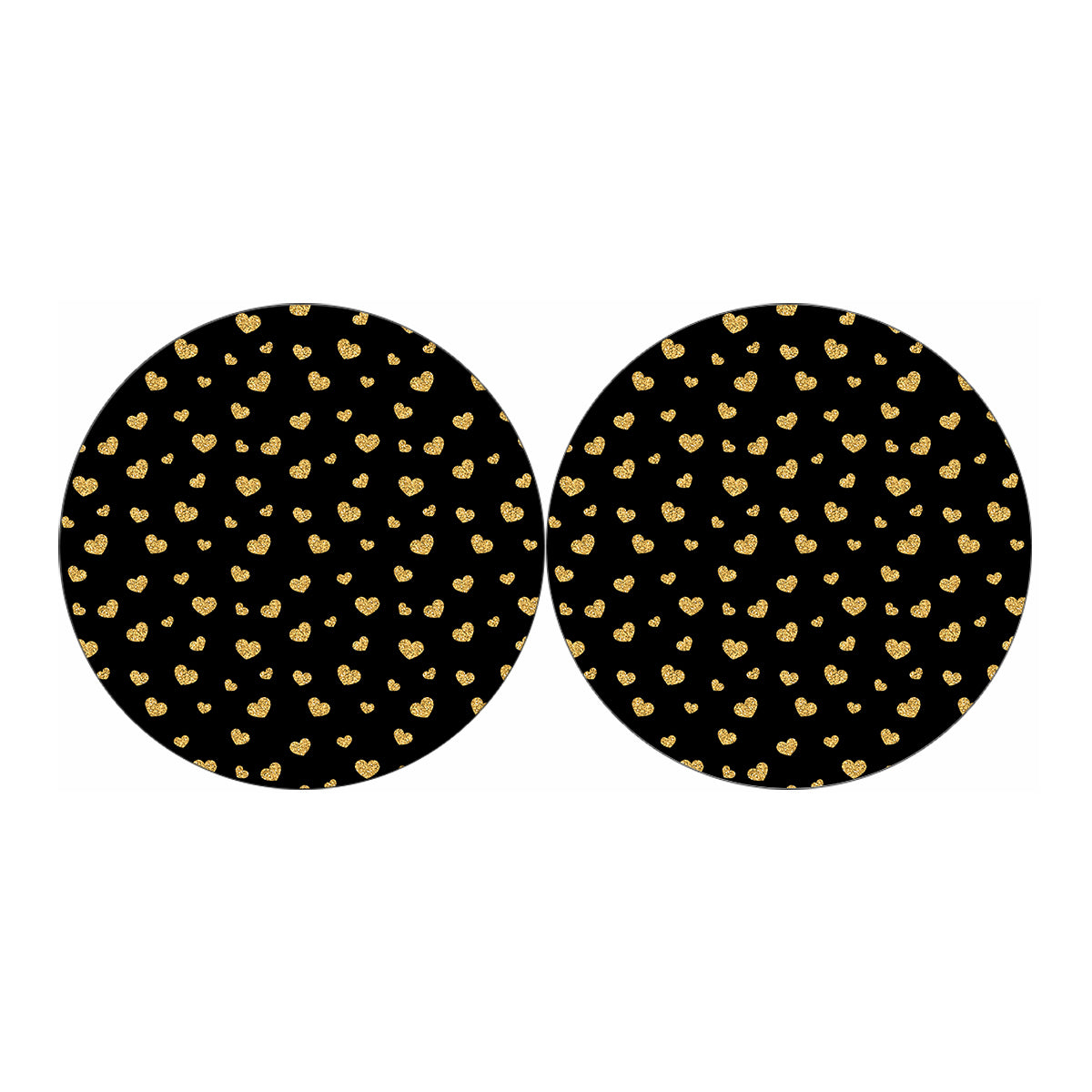 Gold And Black Heart Pattern Print Car Coasters