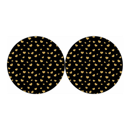 Gold And Black Heart Pattern Print Car Coasters