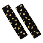 Gold And Black Heart Pattern Print Car Seat Belt Covers