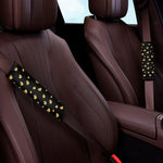 Gold And Black Heart Pattern Print Car Seat Belt Covers