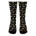 Gold And Black Heart Pattern Print Crew Socks