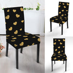Gold And Black Heart Pattern Print Dining Chair Slipcover