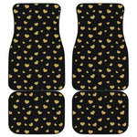 Gold And Black Heart Pattern Print Front and Back Car Floor Mats