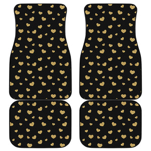 Gold And Black Heart Pattern Print Front and Back Car Floor Mats