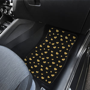 Gold And Black Heart Pattern Print Front and Back Car Floor Mats