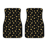 Gold And Black Heart Pattern Print Front Car Floor Mats