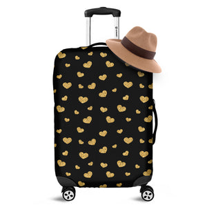 Gold And Black Heart Pattern Print Luggage Cover