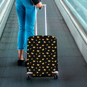 Gold And Black Heart Pattern Print Luggage Cover