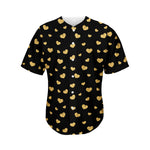 Gold And Black Heart Pattern Print Men's Baseball Jersey