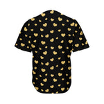 Gold And Black Heart Pattern Print Men's Baseball Jersey