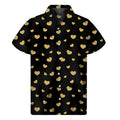 Gold And Black Heart Pattern Print Men's Short Sleeve Shirt