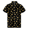 Gold And Black Heart Pattern Print Men's Short Sleeve Shirt