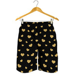 Gold And Black Heart Pattern Print Men's Shorts