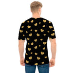 Gold And Black Heart Pattern Print Men's T-Shirt