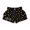 Gold And Black Heart Pattern Print Muay Thai Boxing Shorts