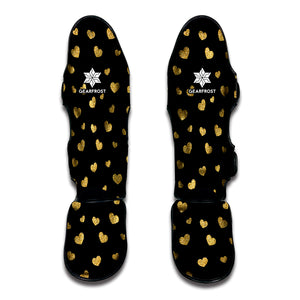 Gold And Black Heart Pattern Print Muay Thai Shin Guard