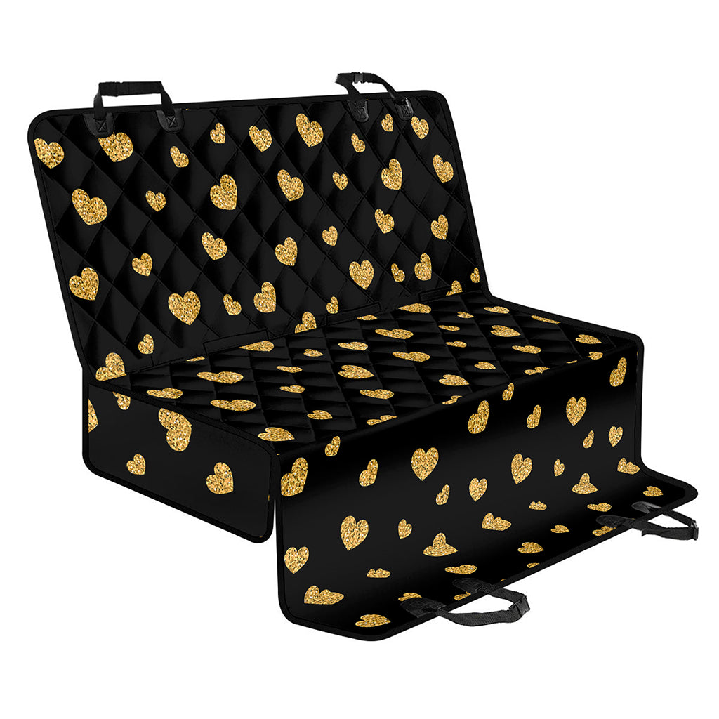 Gold And Black Heart Pattern Print Pet Car Back Seat Cover