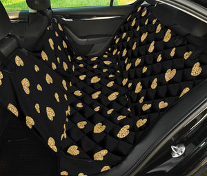 Gold And Black Heart Pattern Print Pet Car Back Seat Cover