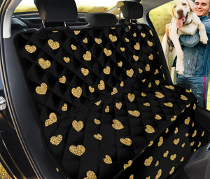 Gold And Black Heart Pattern Print Pet Car Back Seat Cover