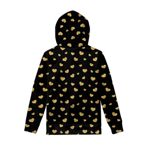 Gold And Black Heart Pattern Print Pullover Hoodie