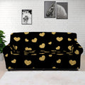 Gold And Black Heart Pattern Print Sofa Cover