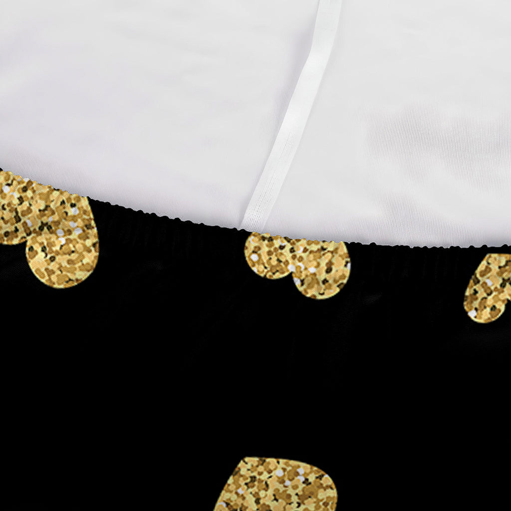 Gold And Black Heart Pattern Print Sofa Cover