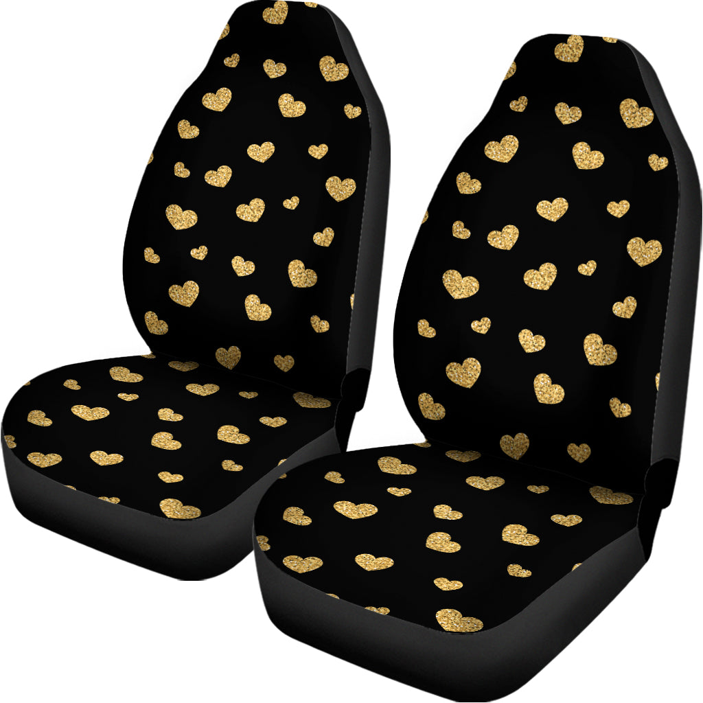 Gold And Black Heart Pattern Print Universal Fit Car Seat Covers