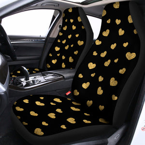 Gold And Black Heart Pattern Print Universal Fit Car Seat Covers