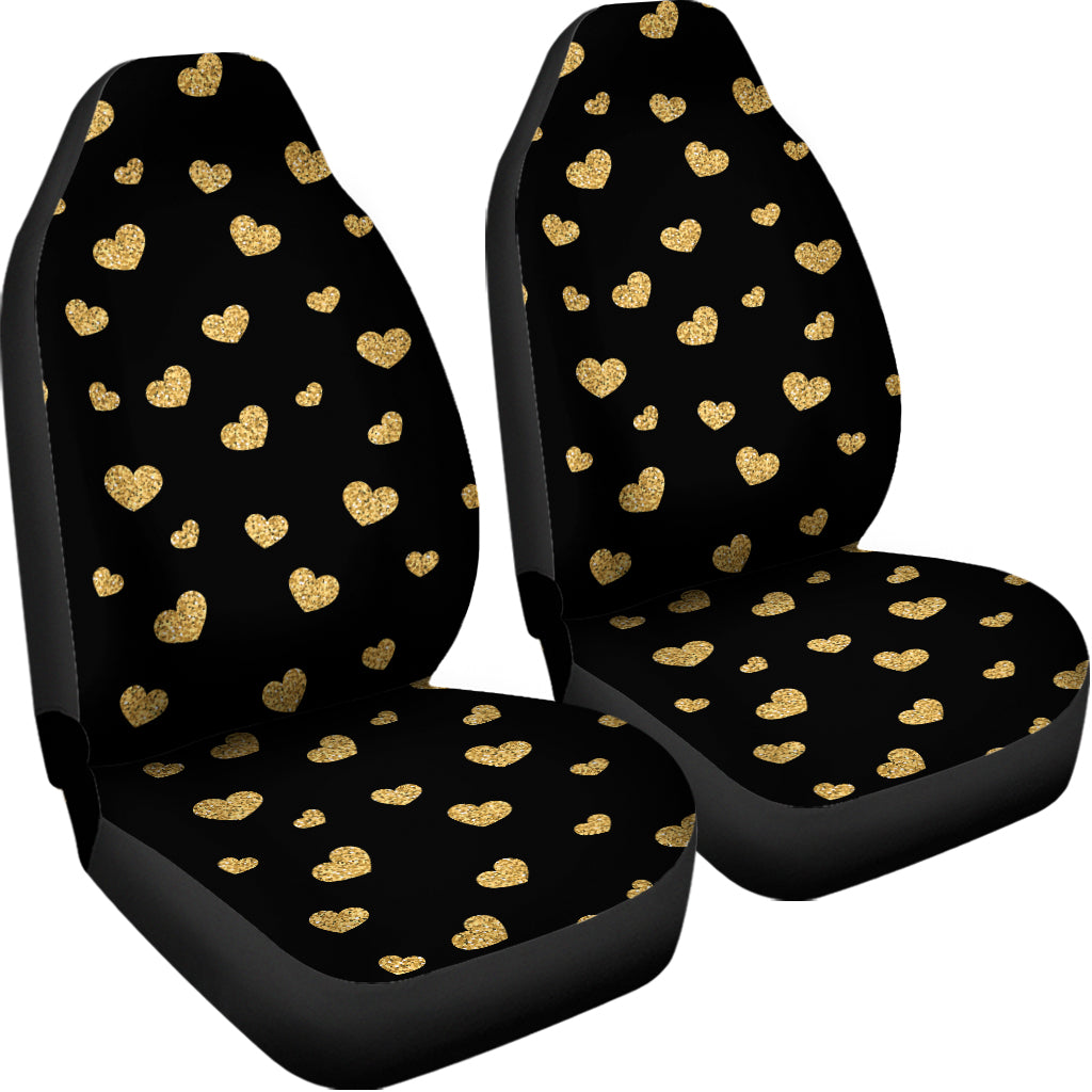 Gold And Black Heart Pattern Print Universal Fit Car Seat Covers