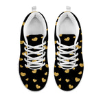 Gold And Black Heart Pattern Print White Sneakers