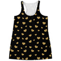 Gold And Black Heart Pattern Print Women's Racerback Tank Top
