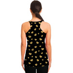 Gold And Black Heart Pattern Print Women's Racerback Tank Top