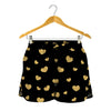 Gold And Black Heart Pattern Print Women's Shorts