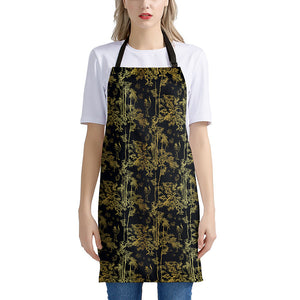 Gold And Black Japanese Bamboo Print Apron