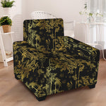 Gold And Black Japanese Bamboo Print Armchair Slipcover