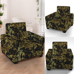 Gold And Black Japanese Bamboo Print Armchair Slipcover