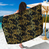 Gold And Black Japanese Bamboo Print Beach Sarong Wrap