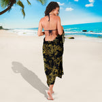 Gold And Black Japanese Bamboo Print Beach Sarong Wrap