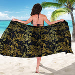 Gold And Black Japanese Bamboo Print Beach Sarong Wrap