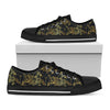 Gold And Black Japanese Bamboo Print Black Low Top Shoes