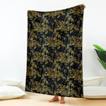 Gold And Black Japanese Bamboo Print Blanket