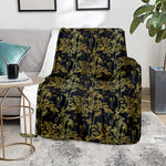 Gold And Black Japanese Bamboo Print Blanket