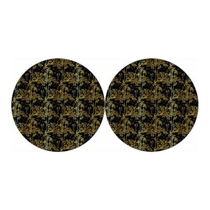 Gold And Black Japanese Bamboo Print Car Coasters