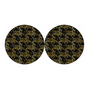 Gold And Black Japanese Bamboo Print Car Coasters