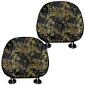 Gold And Black Japanese Bamboo Print Car Headrest Covers